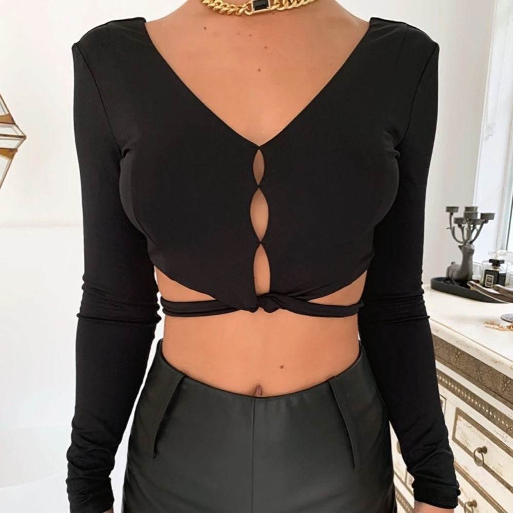 tiger mist long sleeve crop blouse